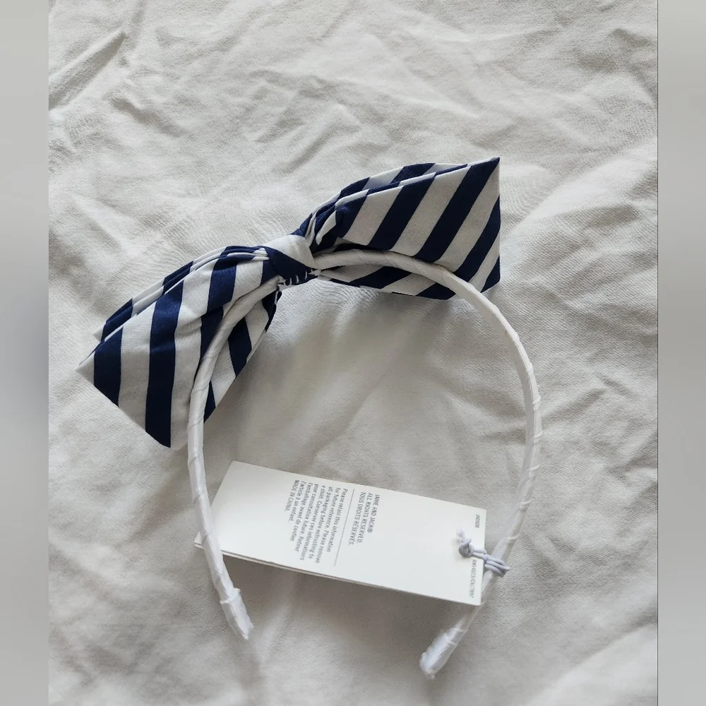 Janie and Jack Blue/White Striped Bow Headband